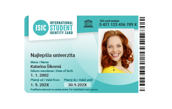 ISIC klasik (od 6 rokov) - nový nečipový preukaz <br />(+3,15 € doručenie kuriérom)