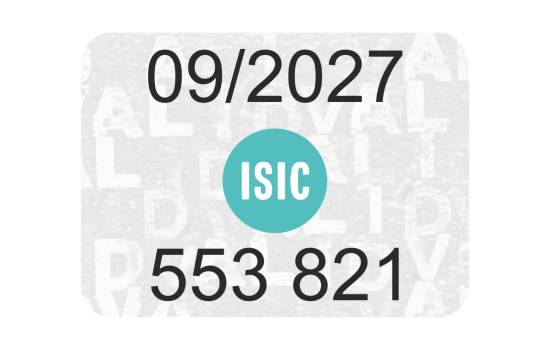 Známka ISIC/EURO26 09/2027 - obnova platnosti čipového preukazu (doručenie na školu - september, október!)
