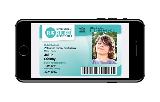 Preukaz ISIC v mobile ZŠ (od 6 rokov) <br />(+0 € doručenie emailom)