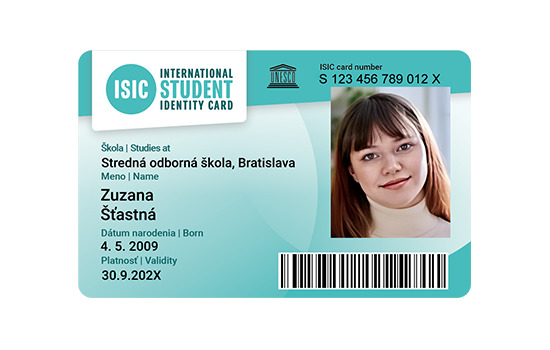 ISIC klasik - nečipový preukaz žiaka strednej školy (+3,15 € doručenie kuriérom)